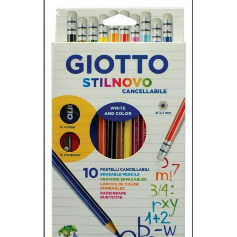 

PENSIL WARNA GIOTTO ERASABLE 10 COLOUR/PENSIL WARNA BISA DI HAPUS
