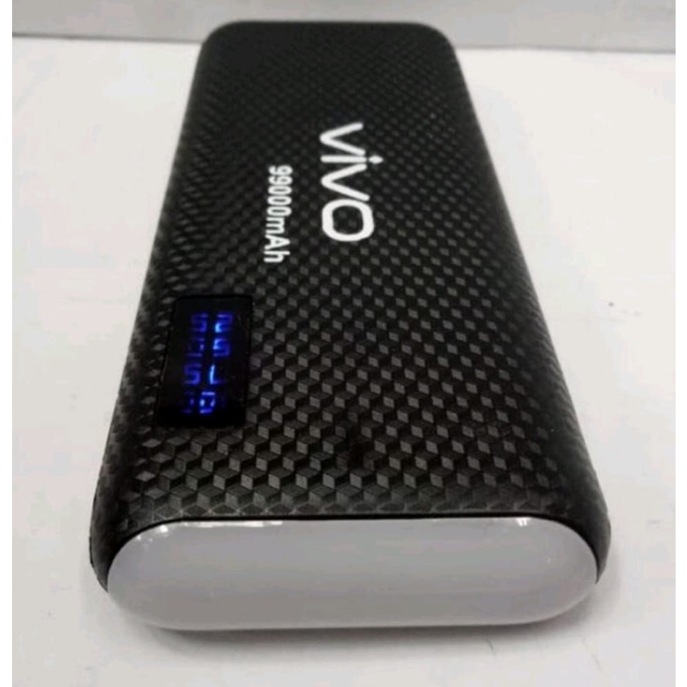 Powerbank Lcd LED Screen Indicator Digital Leather 99000Mah VIVO 3 Port USB Output+Senter High Speed