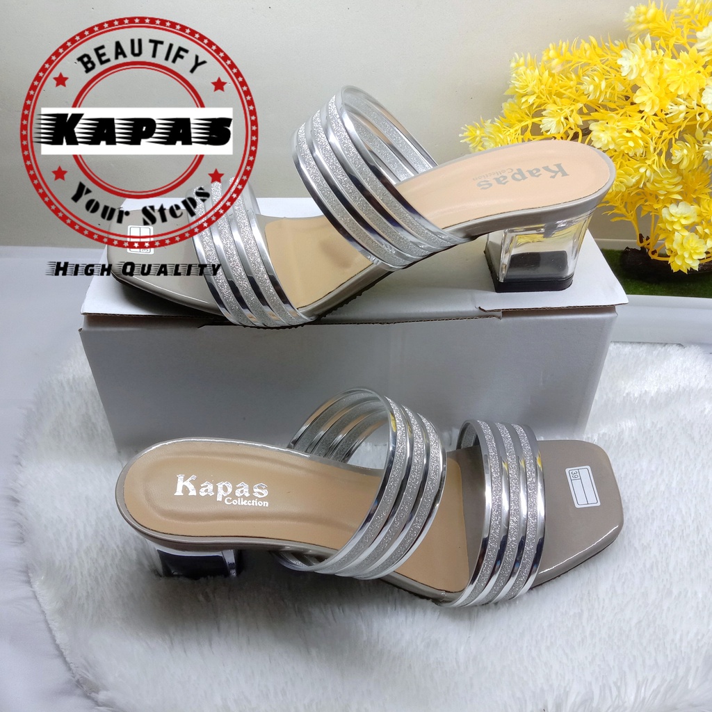 Sandal Heel Sandal Hak Kaca Jelly Pasir Ks047