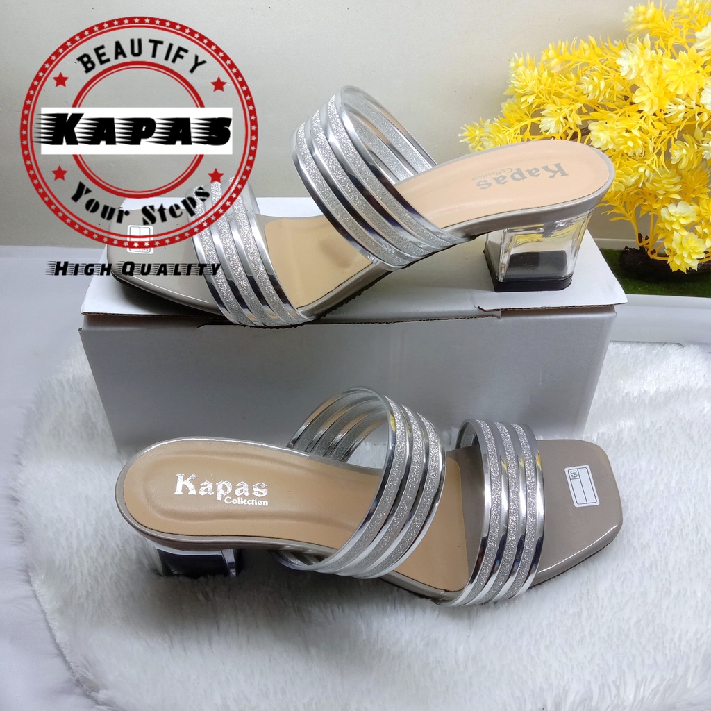 Sandal Heel Sandal Hak Kaca Jelly Pasir Ks047