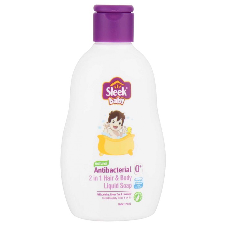 HAIR and BODY LIQUID SOAP 2IN1 Sleek 120 ml / 250 ml SABUN MANDI BAYI untuk rambut dan badan bayi