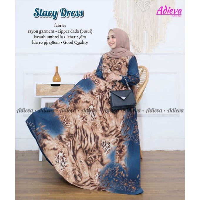 Baju Gamis wanita katun rayon viscose Homedress homedres rayon viscose motif terbaru jumbo LD 120cm-Stacy