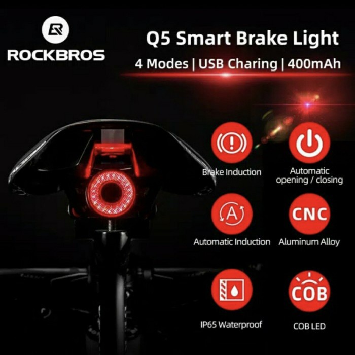 Lampu Sepeda ROCKBROS Q5 Smart brake Rem Sensor