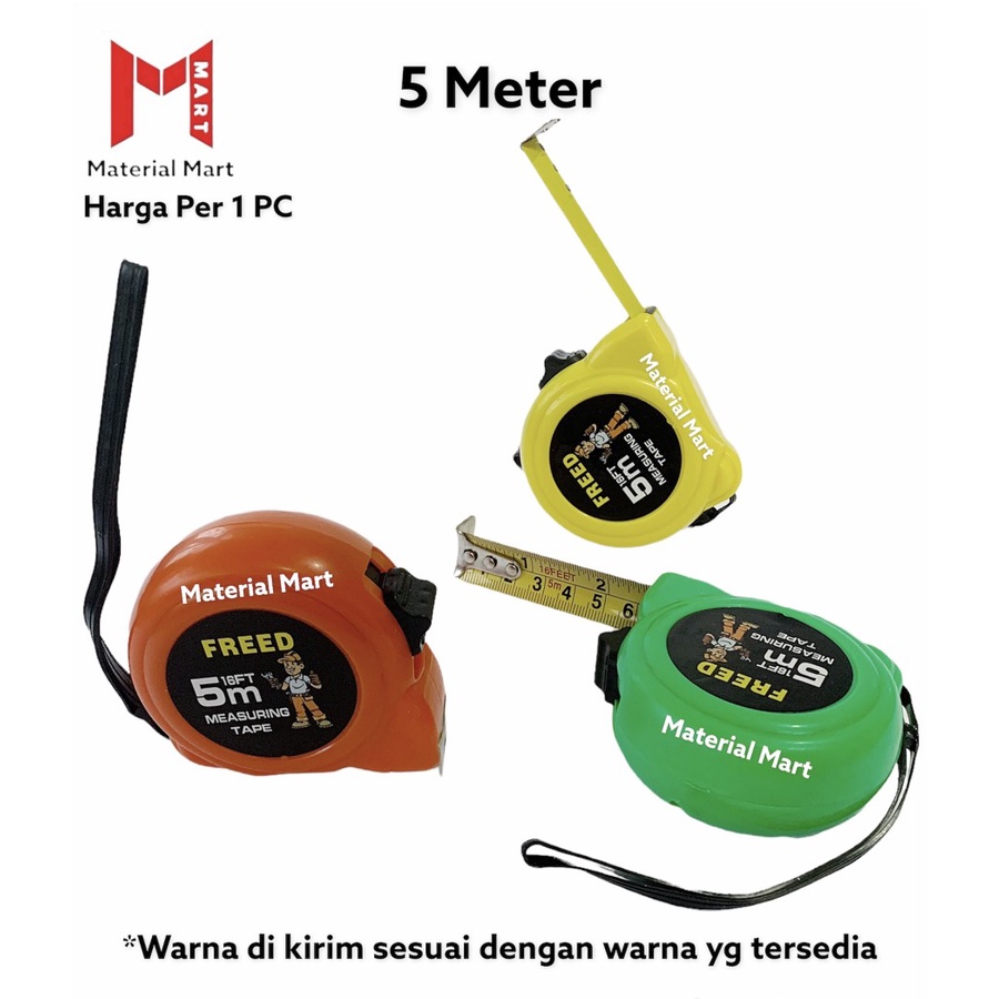 Meteran 5M ABS Murah | Alat Ukur 5 Meter Warna | Meteran 5 M | 5Meter | Material Mart