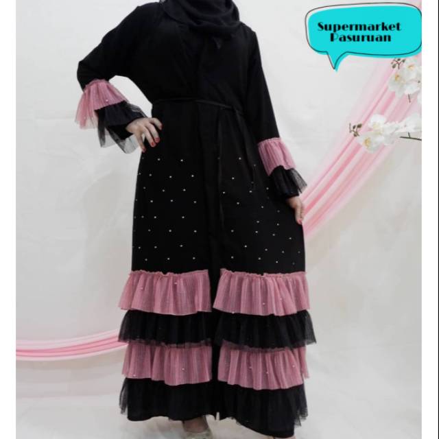 NEW ABAYA OF SUPERMARKET PASURUAN ABAYA GAMIS DASAR HITAM KOMBINASI ARAB TURKI MESIR INDIA