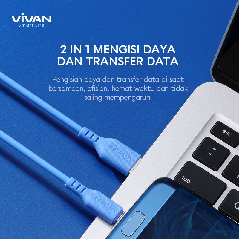 VIVAN VSM100 Kabel Data Micro USB For Android 2.4A Quick Charge 1M - Garansi Resmi 1 Tahun