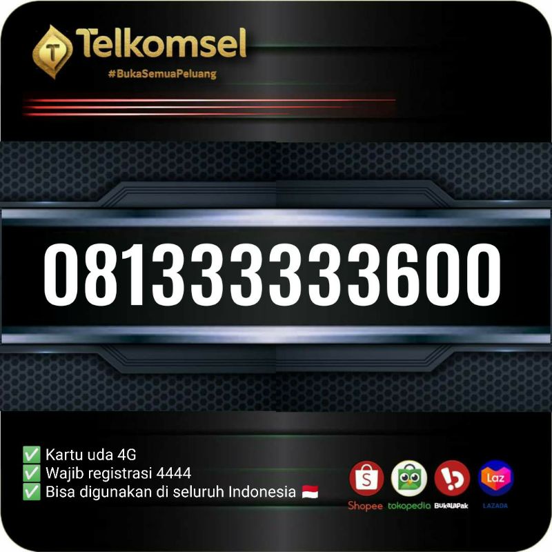 nomor cantik telkomsel simpati hexa 333333 600