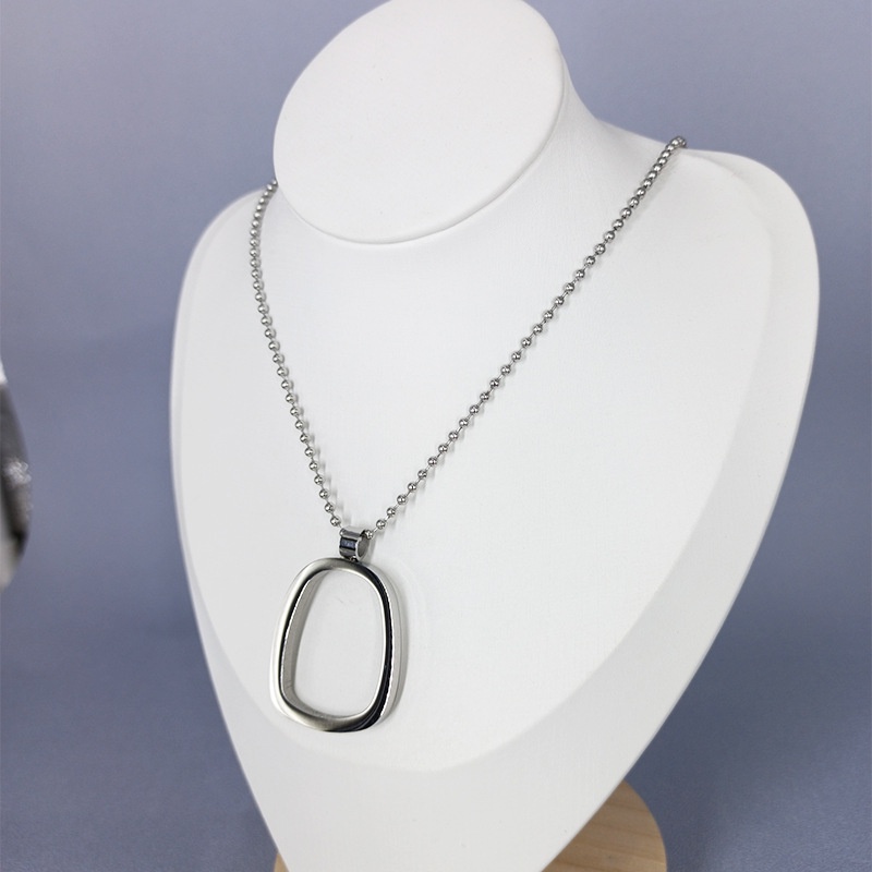Kalung biji ketumbar liontin abstrak titanium anti karat korea fashion