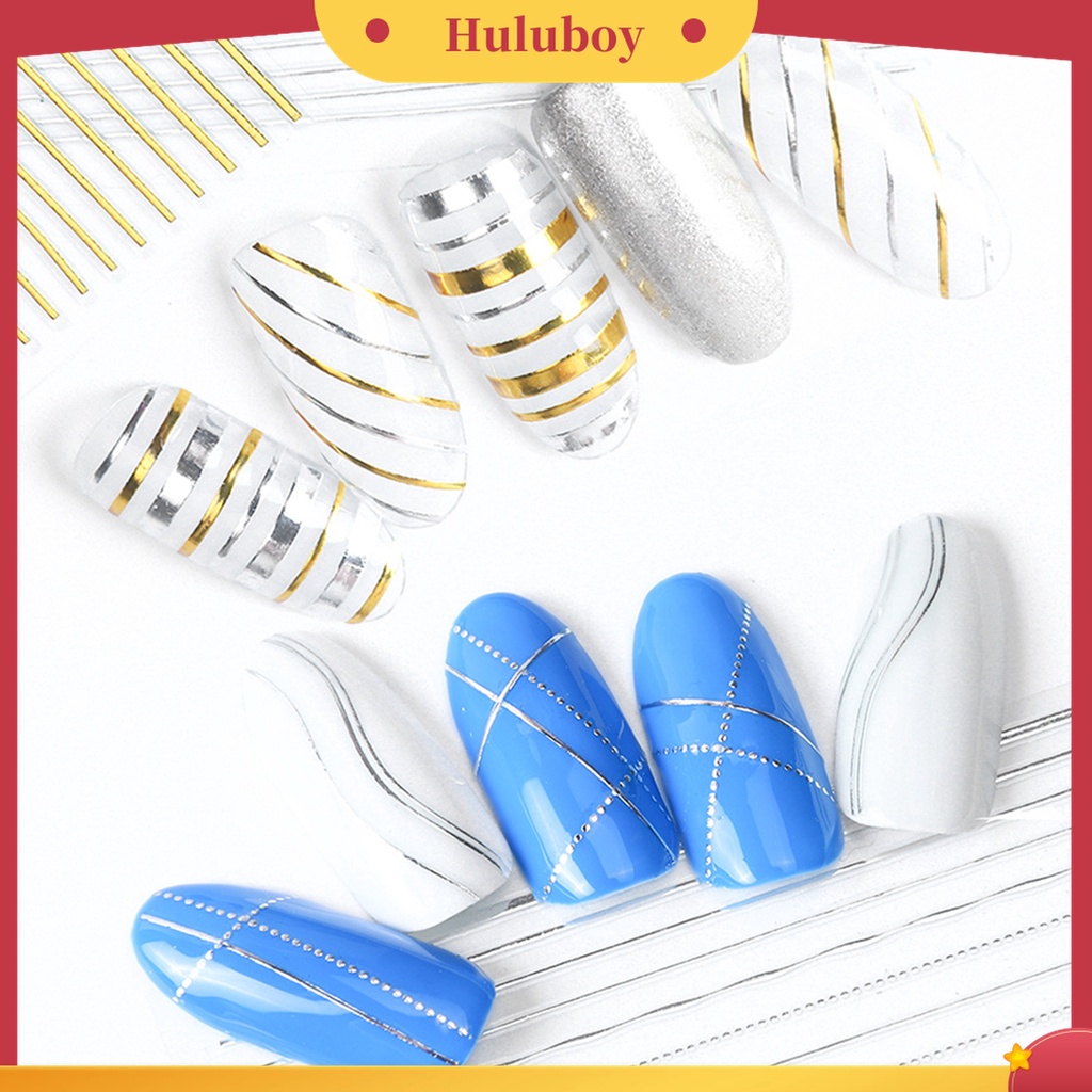 Huluboy Huluboy♡ Strip Kuku 3D Bentuk Setengah Bulan Warna Rose Gold Untuk Manicure Wanita