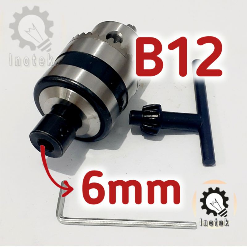 Chuck B12-6 mm Kepala Bor B12 dan Arbor Sleeve konek ke As 6 mm