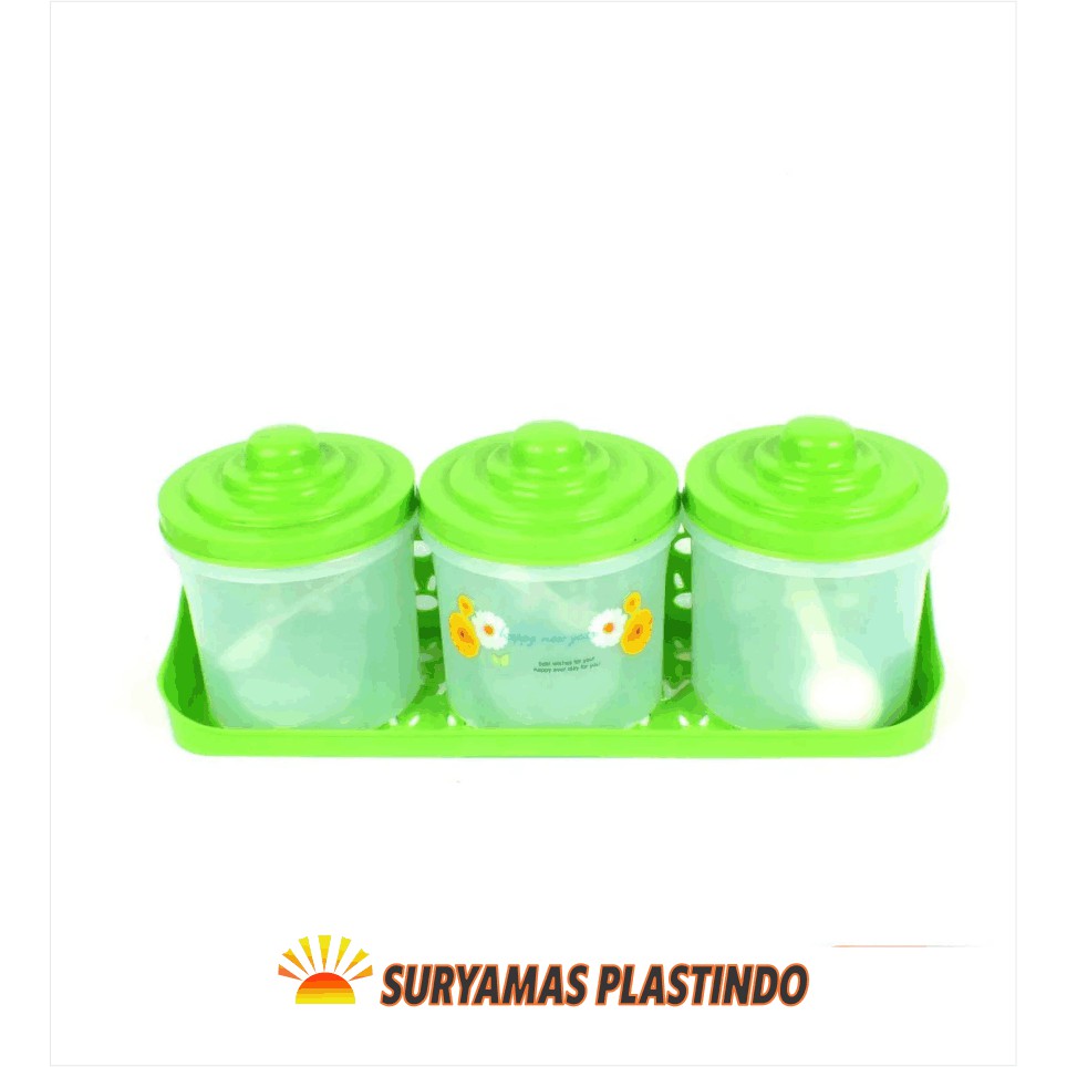 Kitchen Set Tempat Bumbu Masak 3 Wadah Plastik