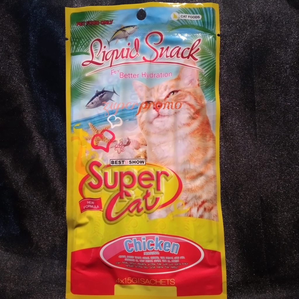 Supercat liquid Snack Kucing 4x15gr / Snack Treat Liquid / Snack Liquid