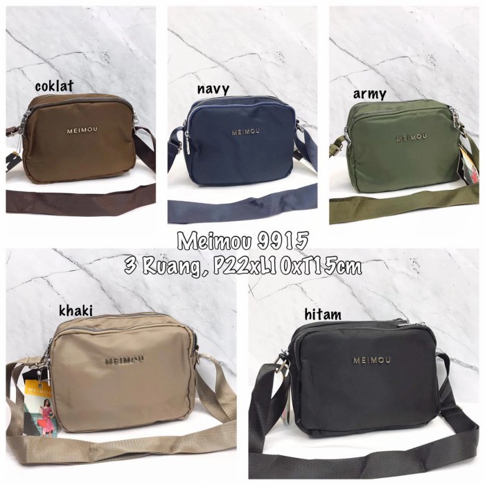 Tas Selempang Tas Selempang Wanita Terlaris Meimou 9915 Bahan parasut original - Khaki viral, kekini