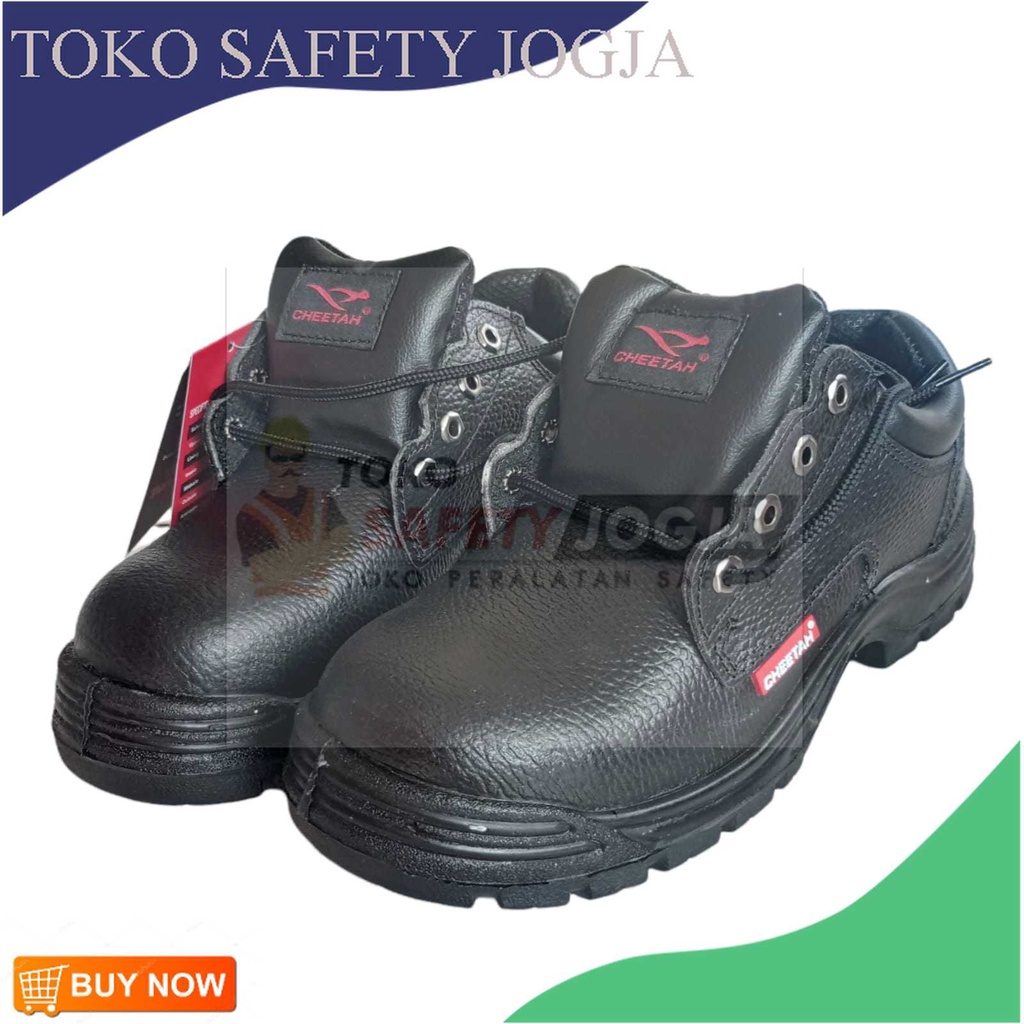 SEPATU SAFETY SHOES CHEETAH 3002H TALI HITAM