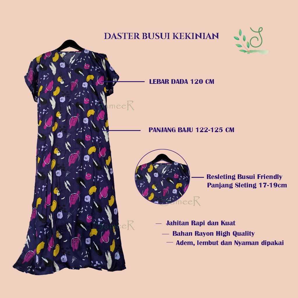 Daster Busui Kekinian Dress Panjang Jumbo Bahan Rayon Ld 120