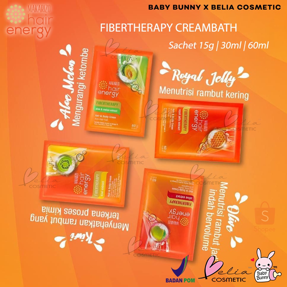 ❤ BELIA ❤ MAKARIZO Hair Energy Creambath Sachet 15 30 60 mL | Fibertherapy | BABY BUNNY