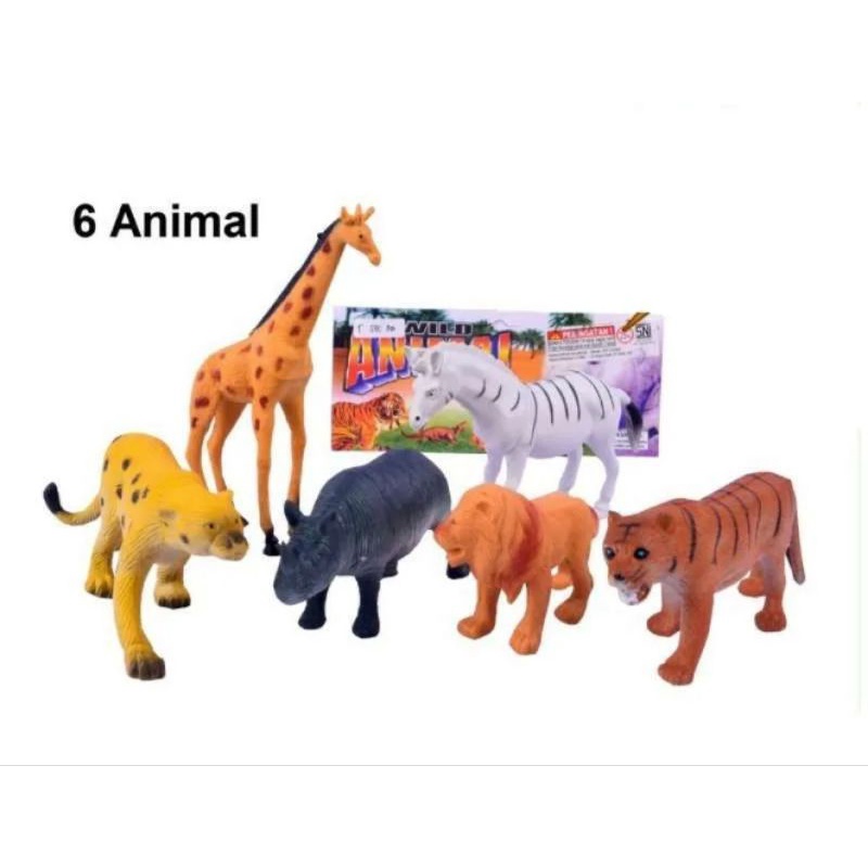 Mainan Anak Figur Hewan Animal Besar seri Wild Animal isi 6pcs