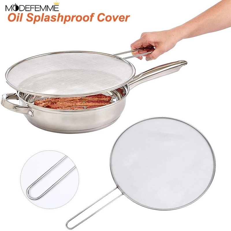 Stainless Steel Oil Proofing Lid Fried Filter / Splatter Screen / Explosion-proof Guard Frying Pan Cover Kitchen Accessories