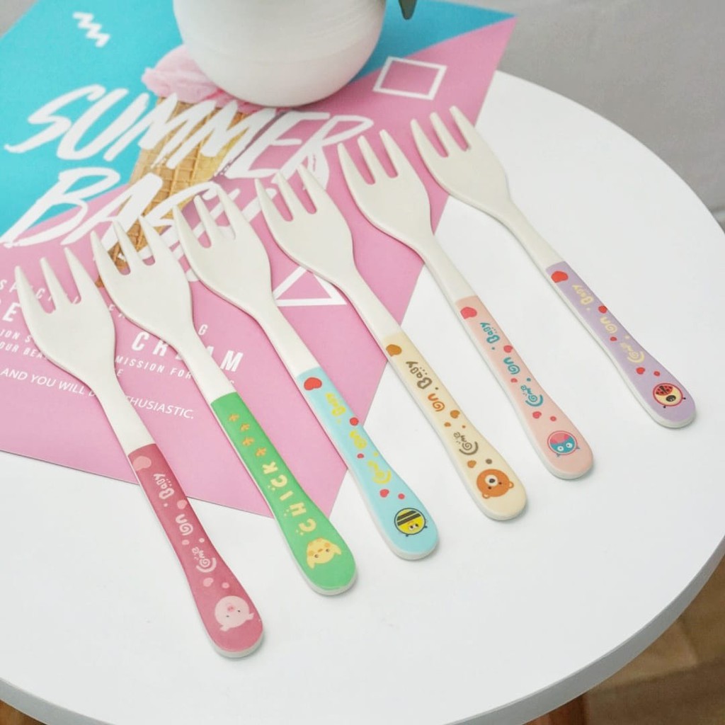 GARPU ANAK SERAT BAMBU BAMBOO FIBER LUCU PERALATAN MAKAN ALAT MAKAN FORK