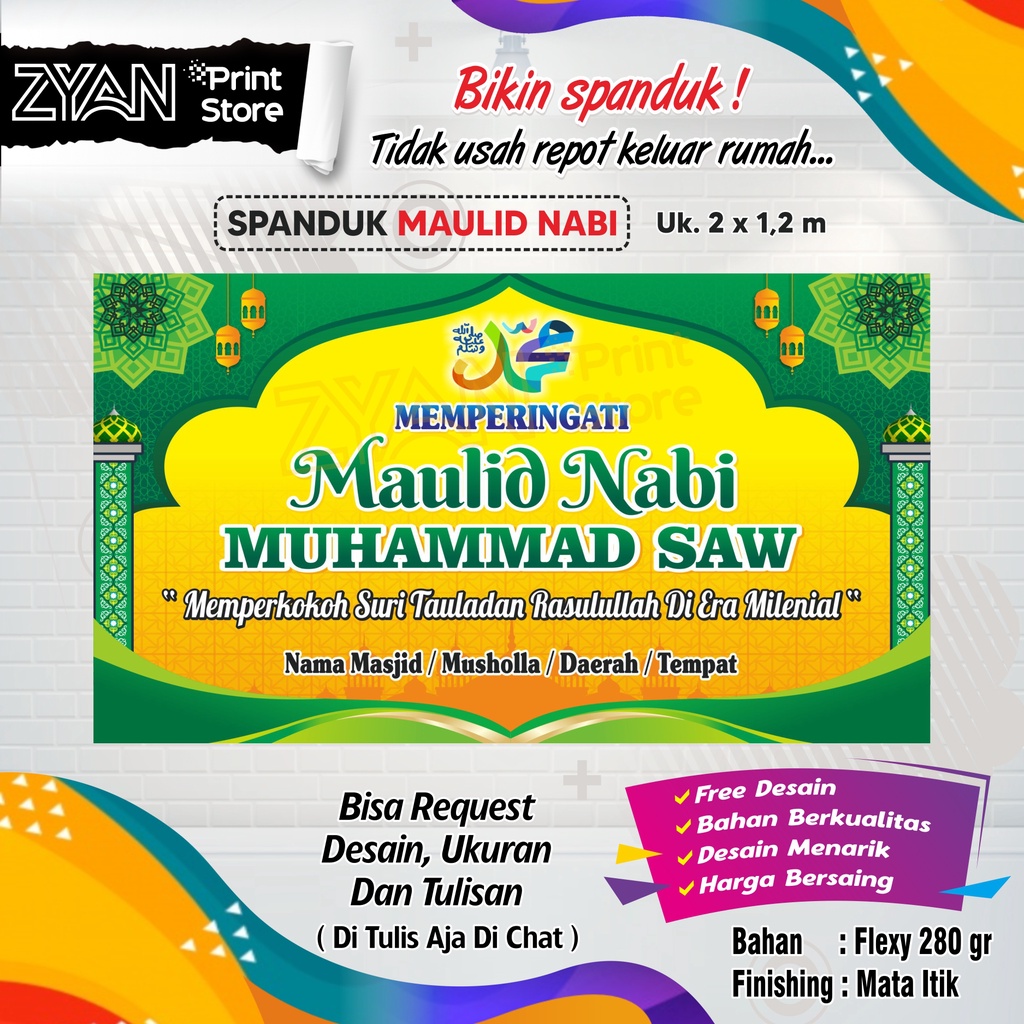 Jual SPANDUK BANNER MAULID NABI MUHAMMAD SAW | Shopee Indonesia