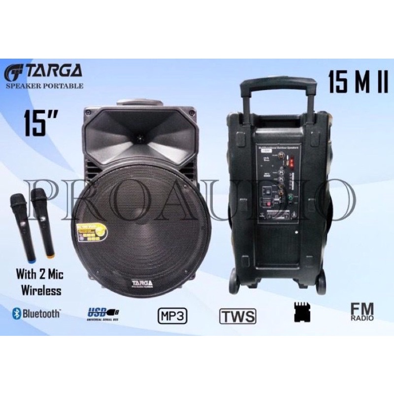 speaker portable targa 15M 15 inch cocok indoor, outdoor, guitar Dll