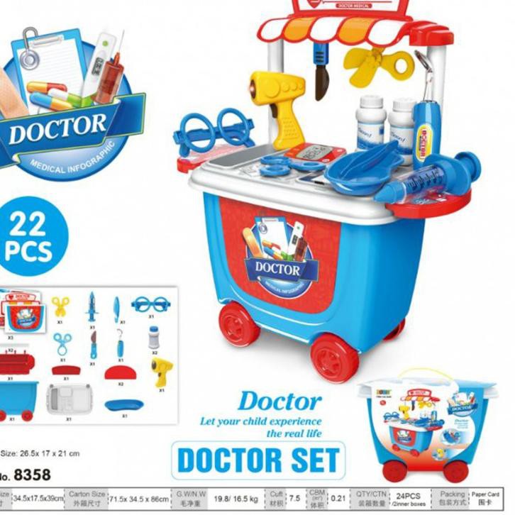 TOP PRODUK istanatoys.id DOCTOR TROLLEY BLUE 22PCS - MAINAN DOKTER SET BIRU ANAK LAKI LAKI CD7 ...