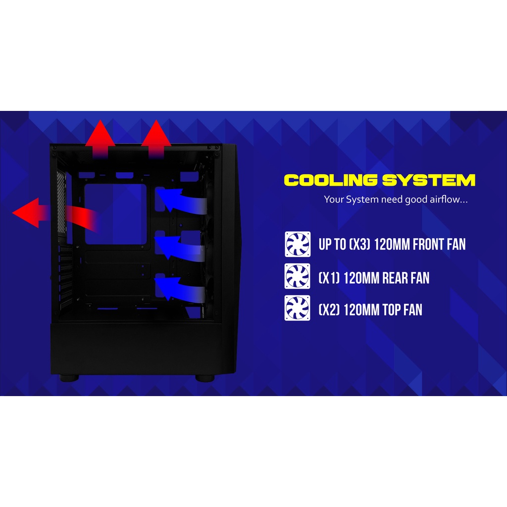 Casing Cube Gaming Aerix + 3 Fan RGB Casing PC Gaming