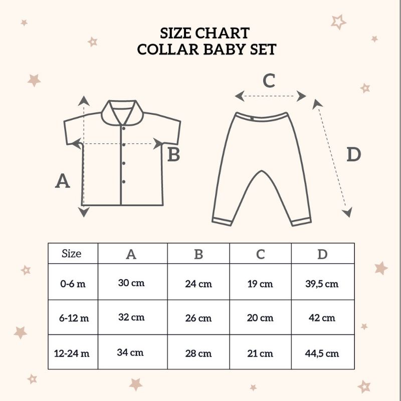 Baju Bayi Setelan Piyama Baju Tidur Anak 0-24 Bulan Palmerhaus Collar Baby Set