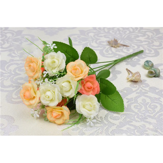 COD BUNGA MAWAR  BUNGA TANGKAI PLASTIK BUNGA ARTIFISIAL BUNGA PAJANGAN IMITASI BUNGA HIASAN BT9008-ORANGE