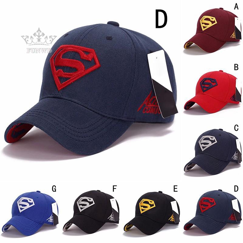 Topi Baseball Brim Lengkung Casua Motif Bordir Simbol Superman untuk