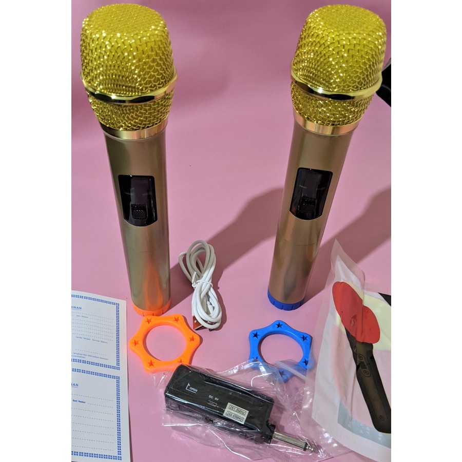 Microphone Profesional Wireless Mic Double FLECO M-12 Karaoke M12