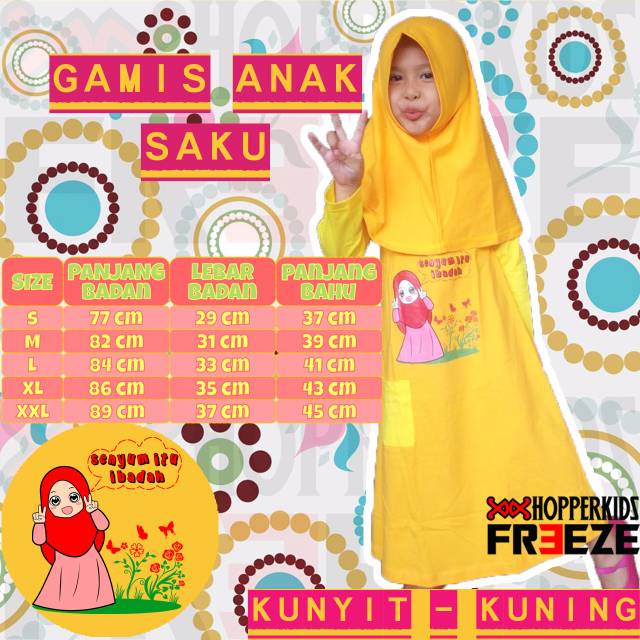 GAMIS ANAK PEREMPUAN KUNYIT TGN KUNING
