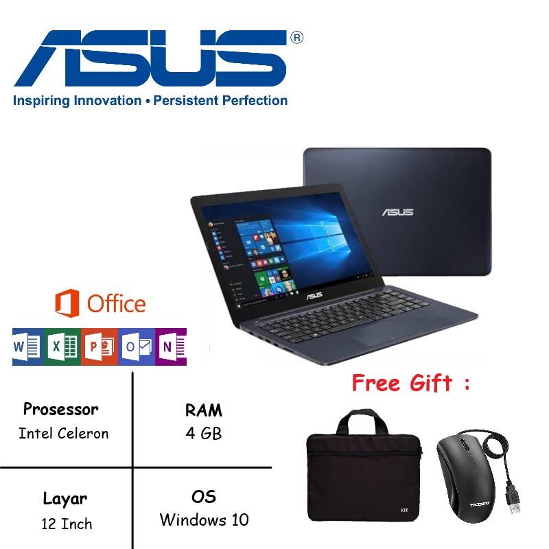 [FREE MOUSE] Notebook Asus E203 Intel Celeron Windows 10