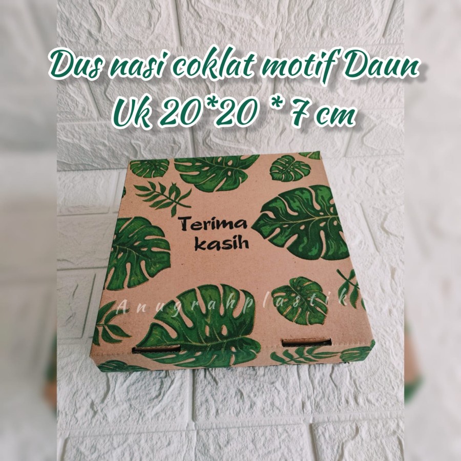 

Box nasi motif daun uk 20 x 20 / dus kue / kotak hampers (perpack)