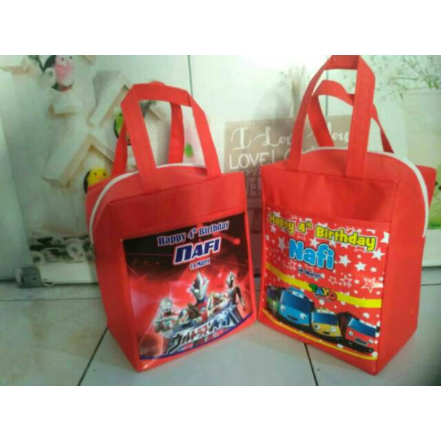 

tas souvenir ultah model resleting kantong depan