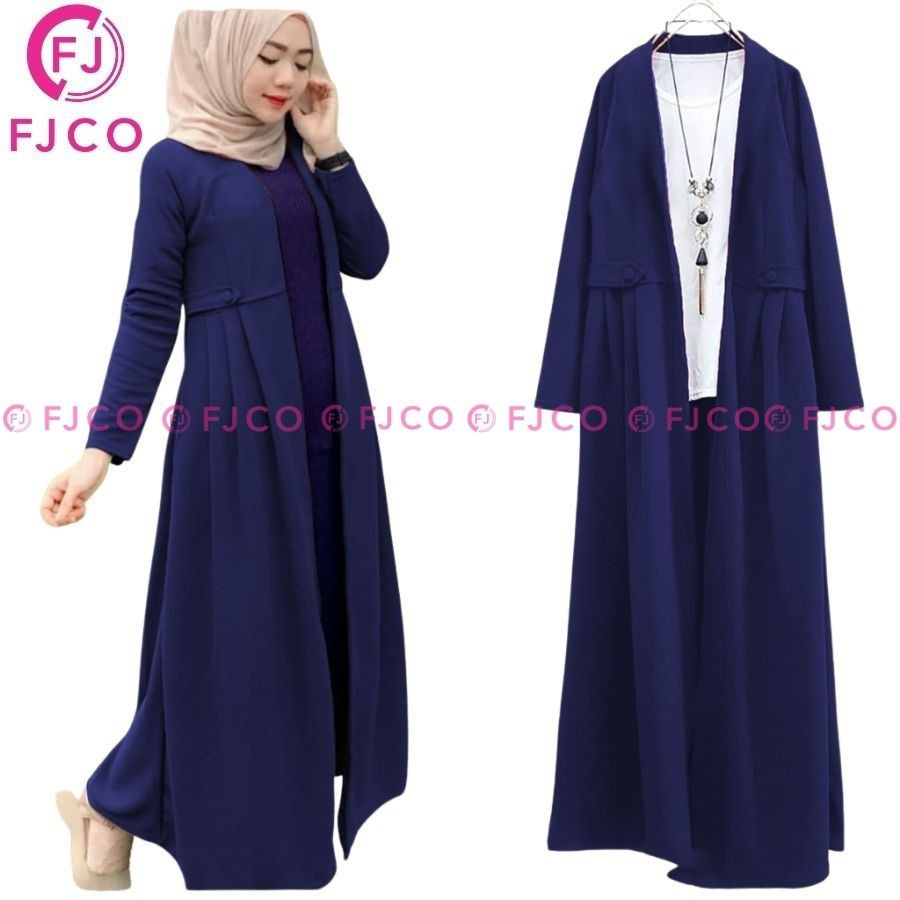 FJCO - Cardigan Oversize Jumbo Wanita Terbaru Korea Style Long Cardi Ravina Cardigan ootd Hijab-navy