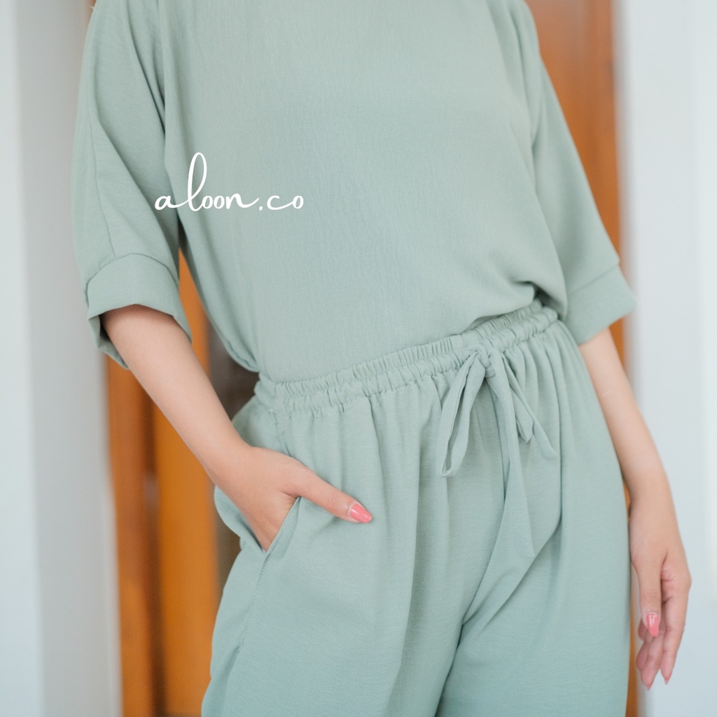 Aileen One Set Pendek Wanita Crinkle Airflow -  Baju Satu Setelan Wanita Premium