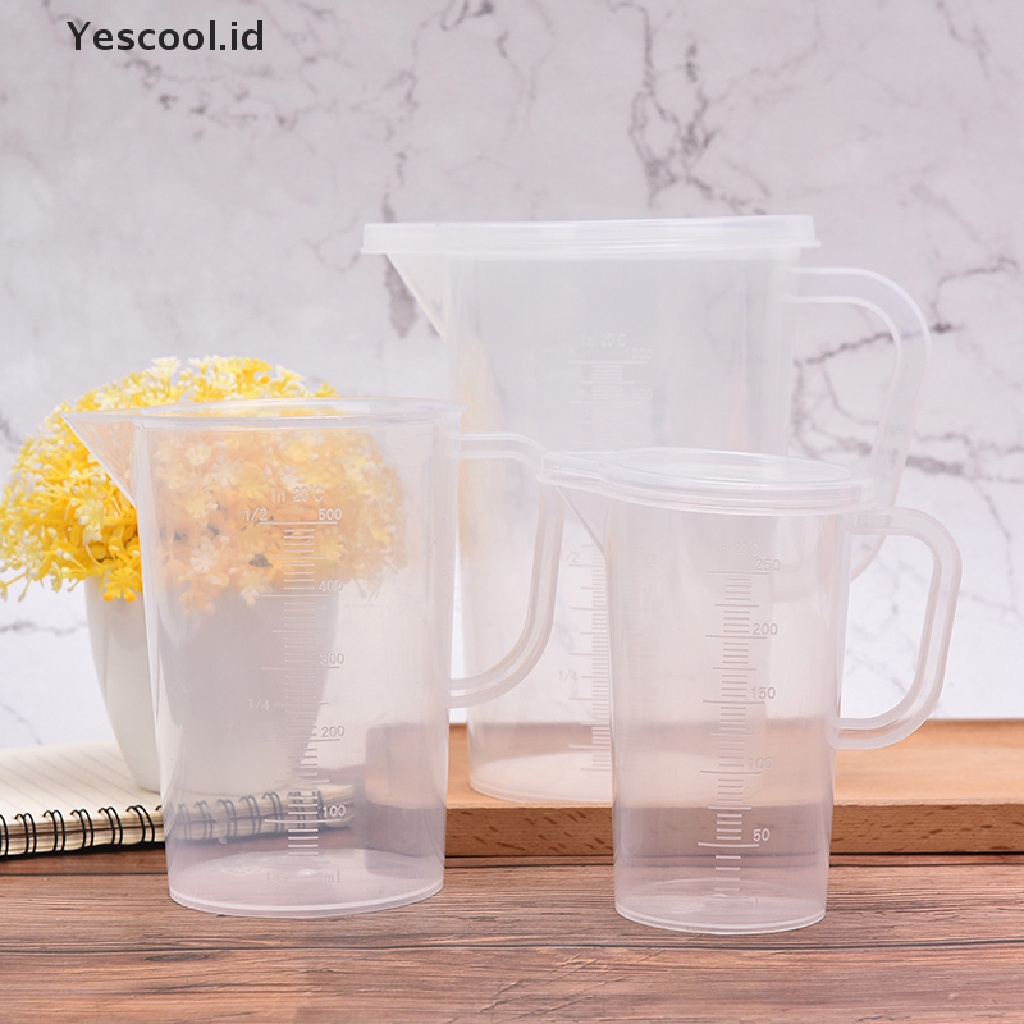 【Yescool】 Plastic Measuring Jug Cup Thick Handle Sealing Cover Kitchen Cooking Supplies .