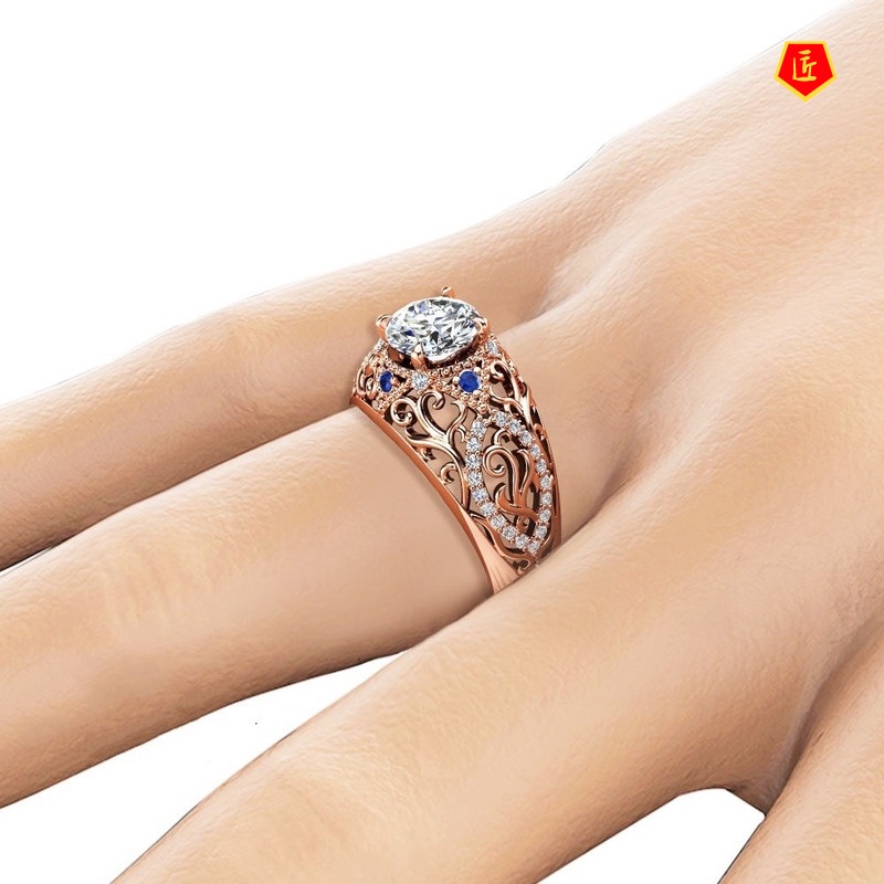 [Ready Stock]Luxury Diamond Sapphire Ring Elegant and Personalized