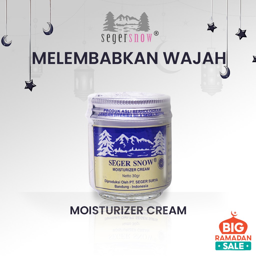 SEGER SNOW - MOISTURIZER CREAM (BOTOL KACA) 30GRAM ORIGINAL