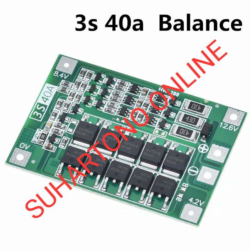 BMS 3S 40A 12.6V 18650 Li-ion Lithium Battery BMS Balanced/Enhanced Protection