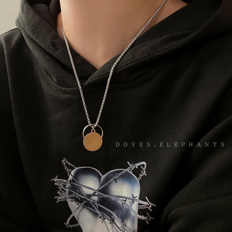 Kalung Rantai Liontin Cincin Bahan titanium steel Gaya hip hop Untuk Aksesoris