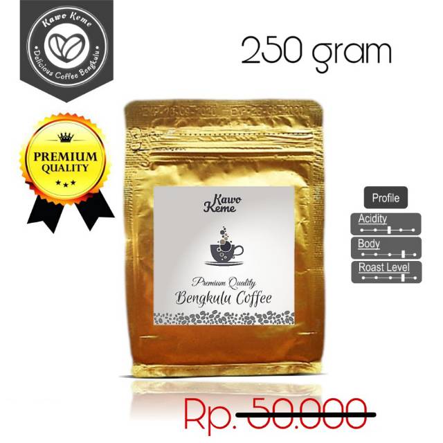 

Biji Kopi Robusta Bengkulu 250 gram (Red Cherry/Biji Kopi Merah) - Kawo Keme Coffee