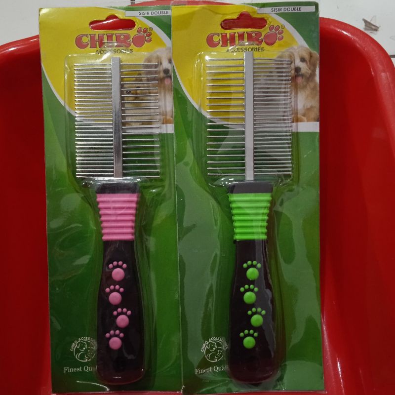 Sisir Grooming Chiro Double Kucing Anjing / Chiro Sisir Hewan Double