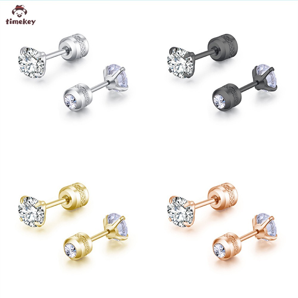 Anting Stud Kristal Zircon Bahan Stainless Steel Untuk Perhiasan