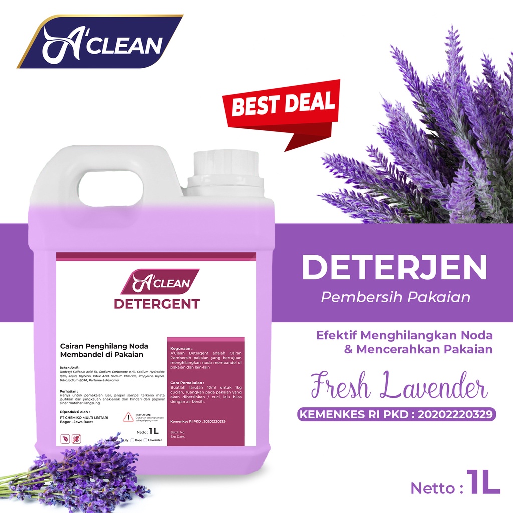 Deterjen Cair / Detergent Liquid / Pembersih Pakaian dan Penghilang Noda 1000 ml Amorens [1 Liter]