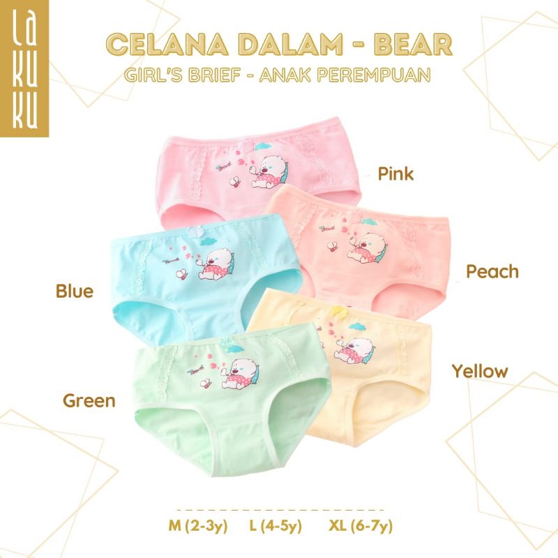 Lakuku - Celana Dalam Anak Perempuan Underwear Katun Brief Red Hood, Bear n Panda