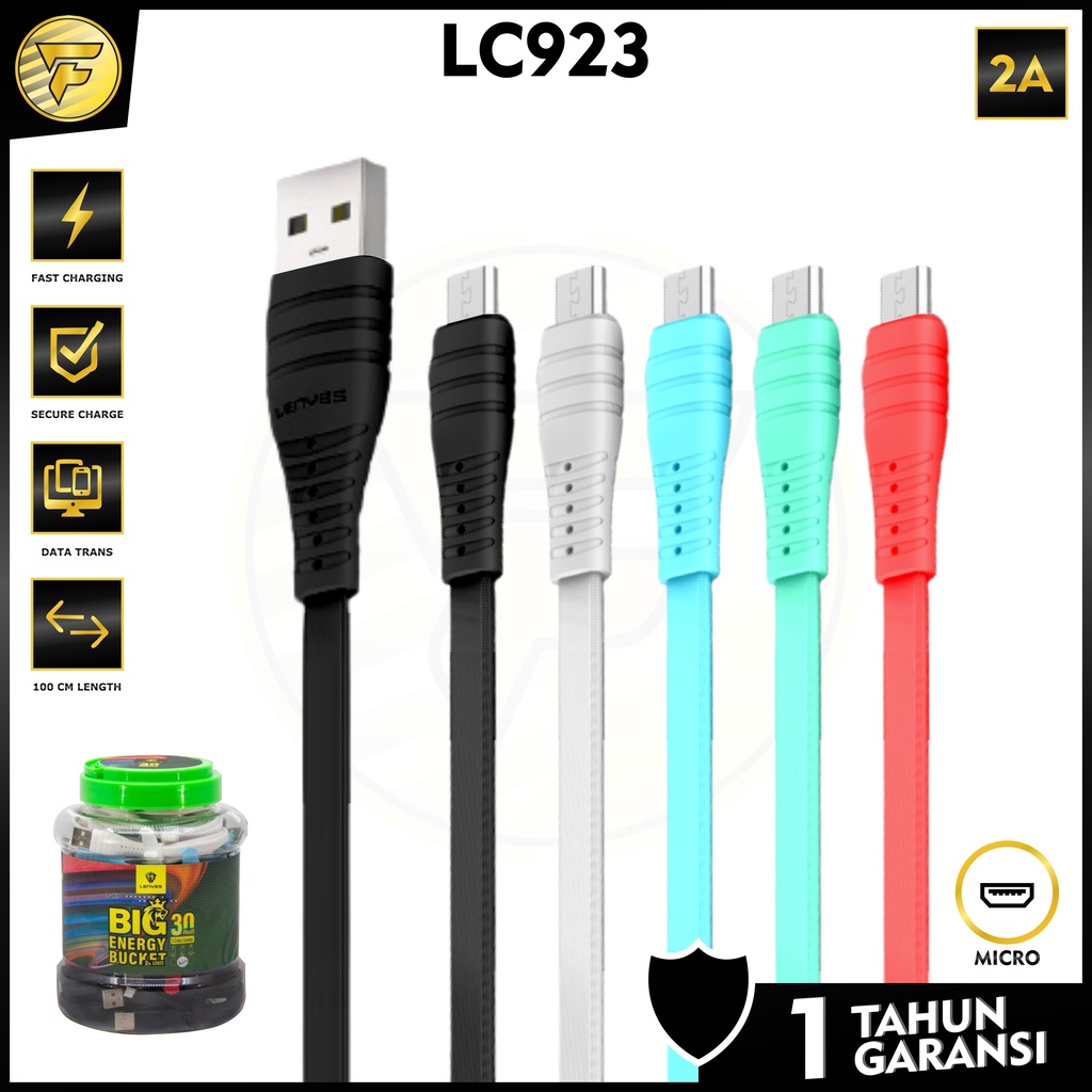 LENYES LC923 Kabel data Fast Charging 2A Micro USB 1 Meter anti putus kabel charger cas HP android original