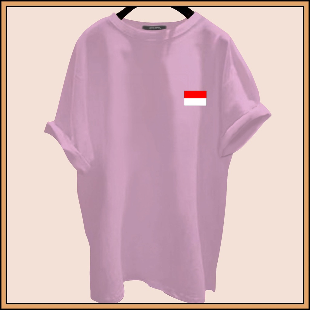 CALVIERO SHOP - BAJU KAOS ATASAN WANITA PRINT LOGO BENDERA MERAH PUTIH GALAXY PRINT