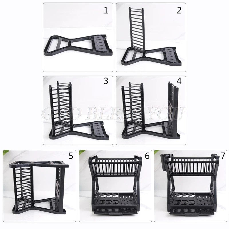 Rak Piring Gelas Pengering Drainer Kitchen Dish Rack 2 layer